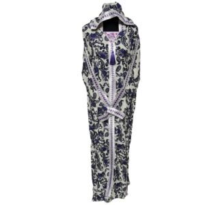 Rayon 007 Women Moroccan Lilac Multicoloured Floral Hooded Djellaba Jilbab 221119 (1)