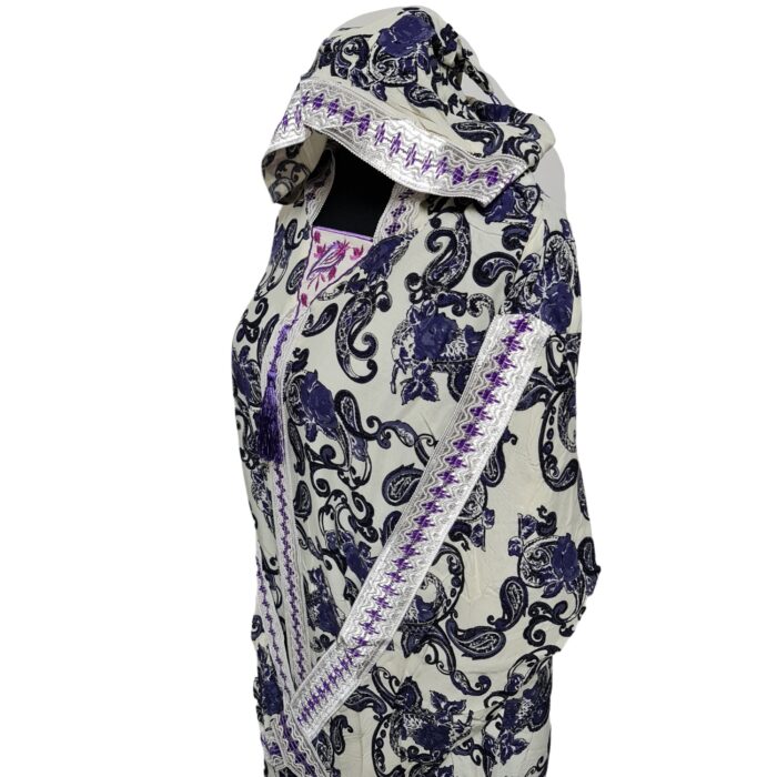 Rayon 007 Women Moroccan Lilac Multicoloured Floral Hooded Djellaba Jilbab 221119 (3)