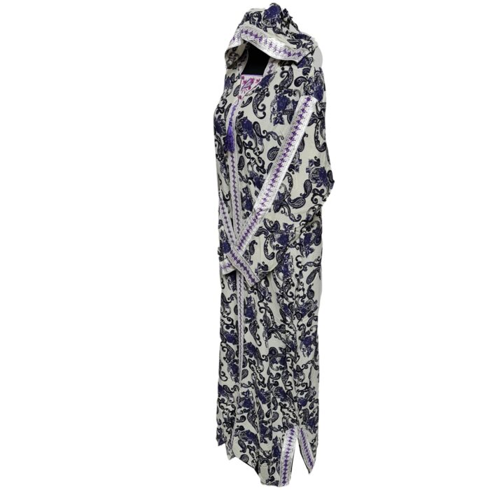 Rayon 007 Women Moroccan Lilac Multicoloured Floral Hooded Djellaba Jilbab 221119 (6)