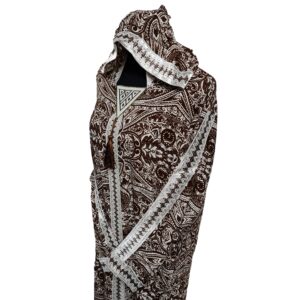 Rayon 012 Women Moroccan Brown Multicoloured Floral Hooded Djellaba Jilbab 222948