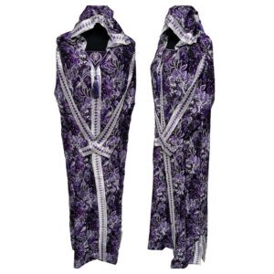 Rayon 015 Women Moroccan Purple Multicoloured Floral Hooded Djellaba Jilbab