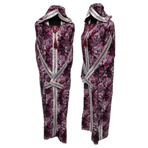 Rayon 016 Women Moroccan Pink Multicoloured Floral Hooded Djellaba Jilbab