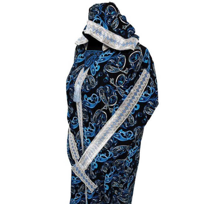 Rayon 017 Women Moroccan Blue Multicoloured Floral Hooded Djellaba Jilbab 224200