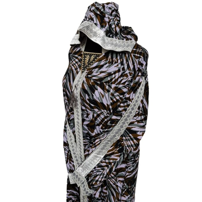 Rayon 021 Women Moroccan Brown Multicoloured Floral Hooded Djellaba Jilbab 225258