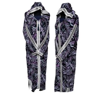 Rayon 022 Women Moroccan Lilac Multicoloured Floral Hooded Djellaba Jilbab