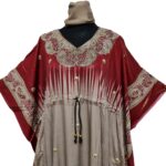 Rc33 Women's Kaftan Loose Fit Tunic Dress Sequin Floral Maxi Dress Moroccan Beige V Neck Polyester Short Sleeves Thobe Jubba Kandora(6)