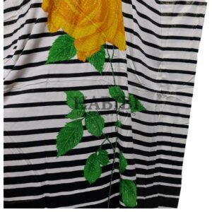 Women's Green/Yellow Sequin Kaftan Rose Striped Pattern