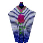 Women's Blue/Pink Sequin Kaftan Rose Striped Pattern