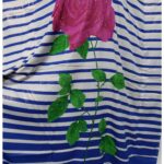 Women's Blue/Pink Sequin Kaftan Rose Striped Pattern