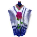 Women's Blue/Pink Sequin Kaftan Rose Striped Pattern