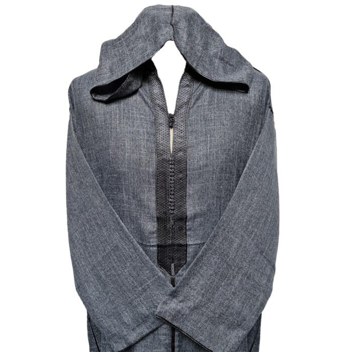 Rchctnhdnew 001 Men's Moroccan Rich Soft Cotton Grey Hooded Thobe Jubba Djellaba 0501 181630