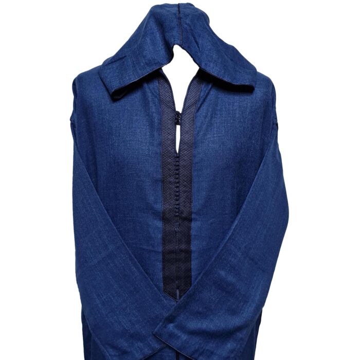 Rchctnhdnew 002 Men's Moroccan Rich Soft Cotton Navy Blue Hooded Thobe Jubba Djellaba 0501 181451