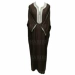Men's Moroccan 3 Quarter Sleeves Cotton Thobe Brown