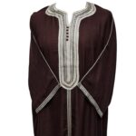 Rchcttnazd 001 Moroccan Brown Rich Cotton Summer 3 Quarter Sleeve Thobe Jubba Dishdasha 210015 (3)