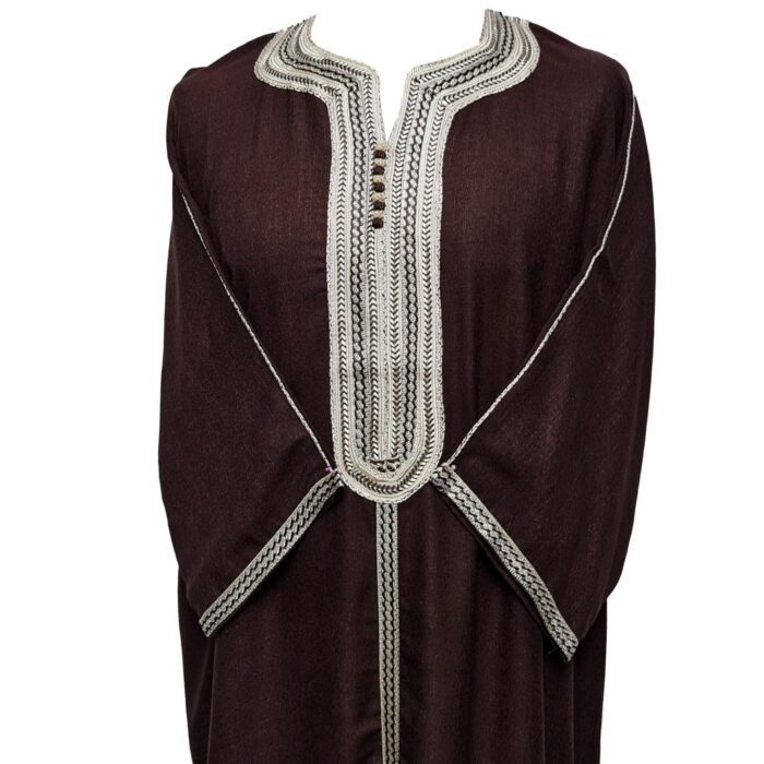 Rchcttnazd 001 Moroccan Brown Rich Cotton Summer 3 Quarter Sleeve Thobe Jubba Dishdasha 210015 (3)