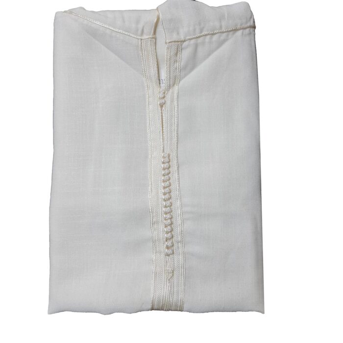 Rchcttnhd 012 Men’s Moroccan Rich Cotton Off White Hooded Thobe Jubba Djellaba 181914