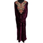 Reham 100426 Women Velvet Long Sleeve Maxi Dress Kaftan Farasha Abaya Robe Jilabiya (4)