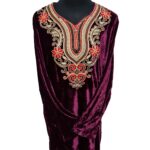 Reham 100426 Women Velvet Long Sleeve Maxi Dress Kaftan Farasha Abaya Robe Jilabiya (5)