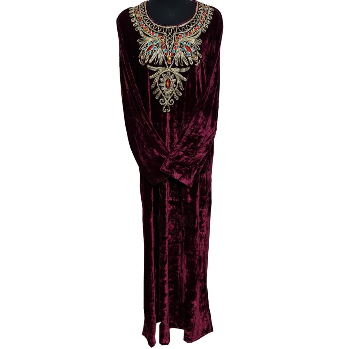 Reham 104459 Women Velvet Long Sleeve Maxi Dress Kaftan Farasha Abaya Robe Jilabiya (23)