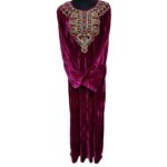 Reham 104474 Women Velvet Long Sleeve Maxi Dress Kaftan Farasha Abaya Robe Jilabiya (10)