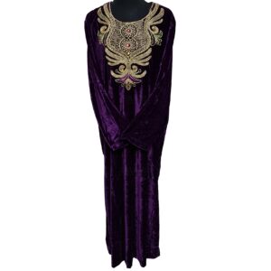 Reham 104501 Women Velvet Long Sleeve Maxi Dress Kaftan Farasha Abaya Robe Jilabiya (1)