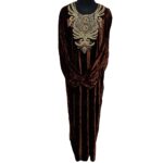 Reham 104501 Women Velvet Long Sleeve Maxi Dress Kaftan Farasha Abaya Robe Jilabiya (21)