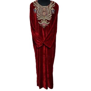 Reham 104501 Women Velvet Long Sleeve Maxi Dress Kaftan Farasha Abaya Robe Jilabiya (5)