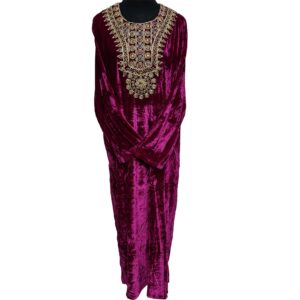 Reham 104506 Women Velvet Long Sleeve Maxi Dress Kaftan Farasha Abaya (1)