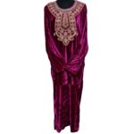 Reham 11068 Women Velvet Long Sleeve Maxi Dress Kaftan Farasha Abaya Robe Jilabiya (18)