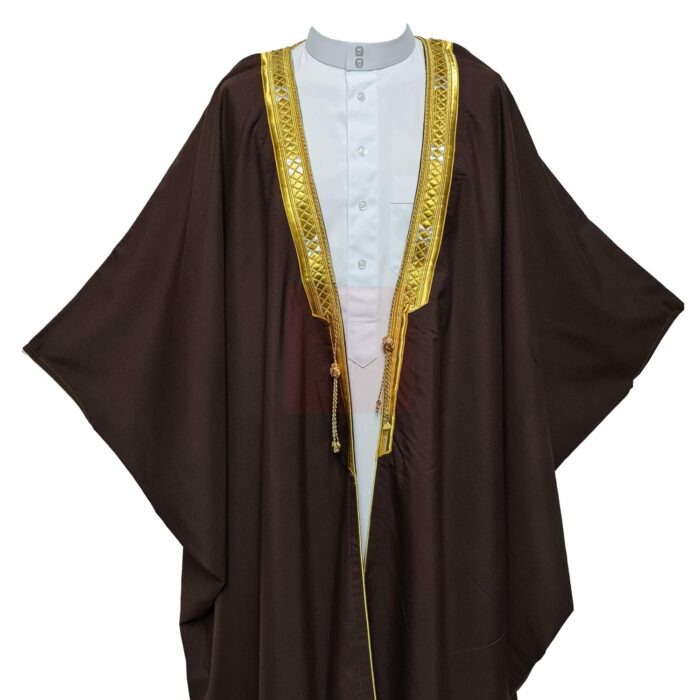 Royalprem 0011 Men's Super High Quality Brown Gold Long Sleeves Bisht 104332