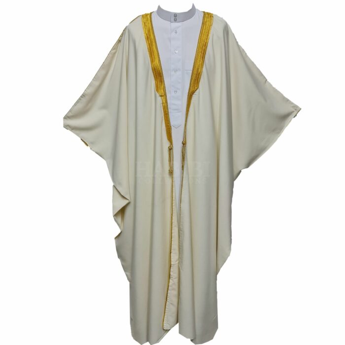 Royalprem 0013 Men's Super High Quality Off White Gold Long Sleeves Bisht