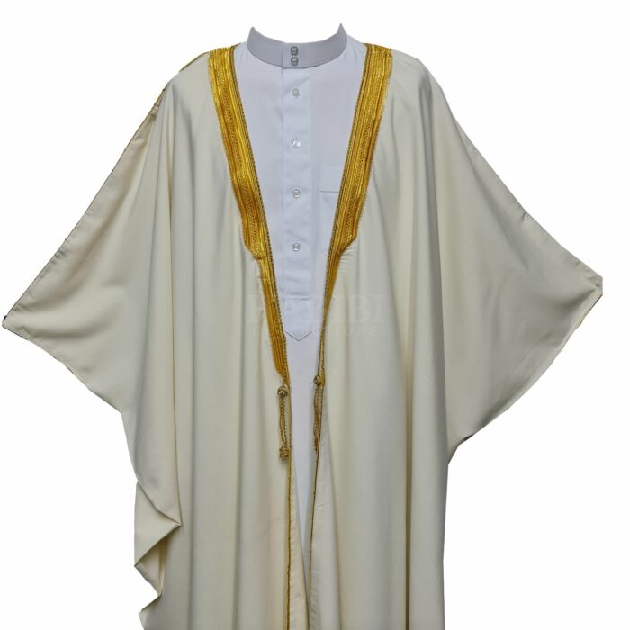 Royalprem 0013 Men's Super High Quality Off White Gold Long Sleeves Bisht 104906