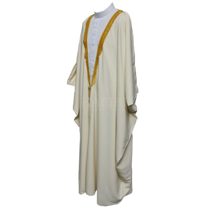 Royalprem 0013 Men's Super High Quality Off White Gold Long Sleeves Bisht 104940