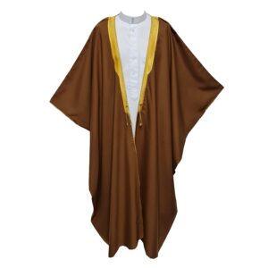 Royalprem 002 Men's Super High Quality Brown Gold Long Sleeves Bisht 105413 (2)