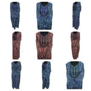 Rua001 Women's Polyester Kaftan Long Sleeves Tunic Dubai Dress Floral Kaftan (11)
