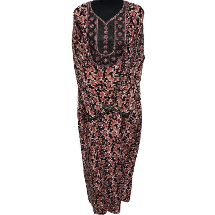 Rua001 Women's Polyester Kaftan Long Sleeves Tunic Dubai Dress Floral Kaftan (16)