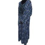 Rua001 Women's Polyester Kaftan Long Sleeves Tunic Dubai Dress Floral Kaftan Blu(15)