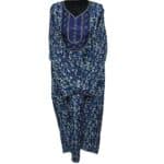 Rua001 Women's Polyester Kaftan Long Sleeves Tunic Dubai Dress Floral Kaftan Blue(19)