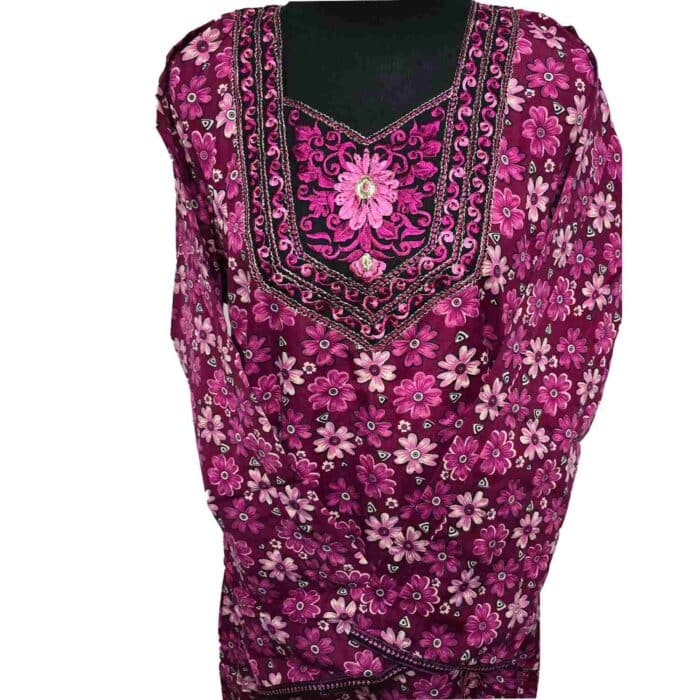 Rua002 Women's Blue Green Pink Kaftan Long Sleeves Tunic Dubai Dress Floral Kaftan (10)