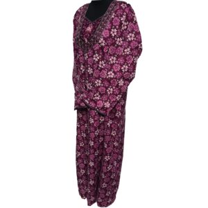 Rua002 Women's Blue Green Pink Kaftan Long Sleeves Tunic Dubai Dress Floral Kaftan (2)