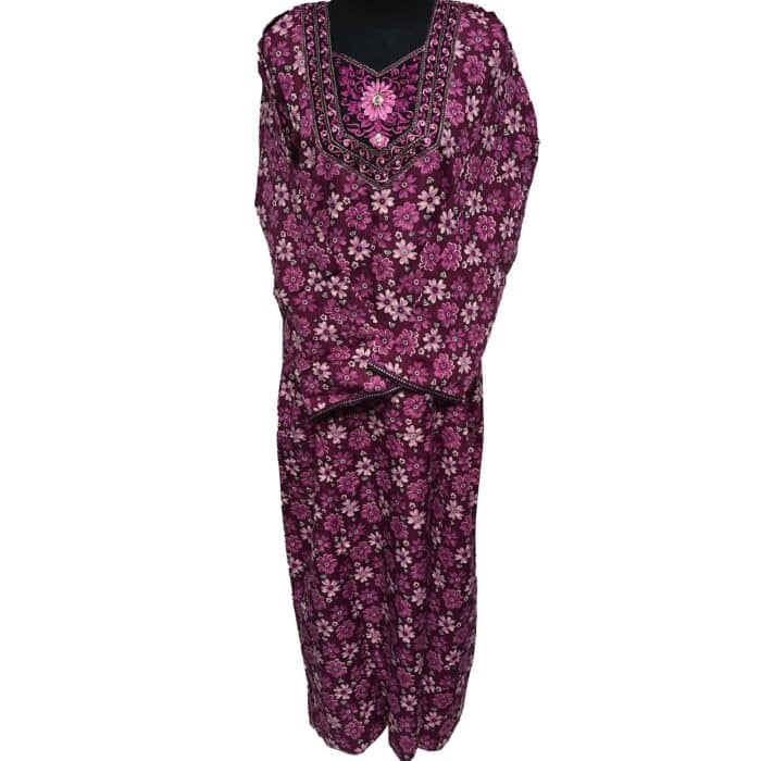 Rua002 Women's Blue Green Pink Kaftan Long Sleeves Tunic Dubai Dress Floral Kaftan (9)