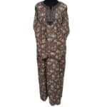 Rua003 Women's Brown Green Maroon Kaftan Long Sleeves Tunic Dubai Dress Floral Kaftan (12)