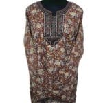 Rua003 Women's Brown Green Maroon Kaftan Long Sleeves Tunic Dubai Dress Floral Kaftan (13)