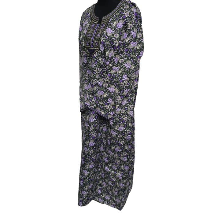 Rua003 Women's Brown Green Maroon Kaftan Long Sleeves Tunic Dubai Dress Floral Kaftan (17)