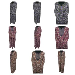 Rua003 Women's Brown Green Maroon Kaftan Long Sleeves Tunic Dubai Dress Floral Kaftan