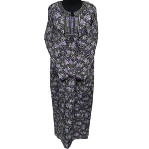 Rua003 Women's Brown Green Maroon Kaftan Long Sleeves Tunic Dubai Dress Floral Kaftan (9)