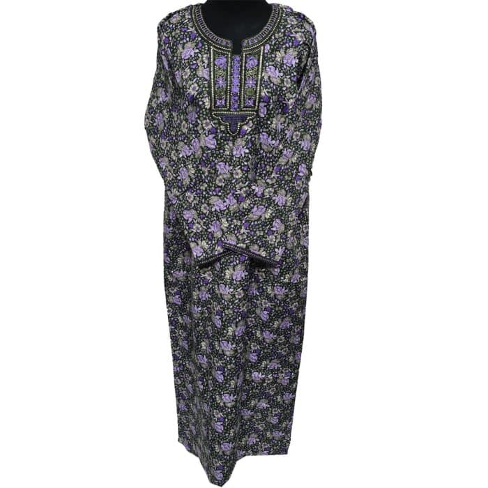 Rua003 Women's Brown Green Maroon Kaftan Long Sleeves Tunic Dubai Dress Floral Kaftan (9)