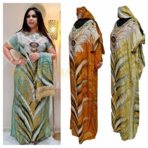 Ruacrea 001a Women’s Multicoloured Cotton Tunic Kaftan Free Size +scarf 06 23t165108.469