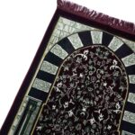 Rwdamt 001 Green Burgundy Floral Rawda Masjid An Nabawi Islamic Prayer Mat Musallah Janamaaz (6)