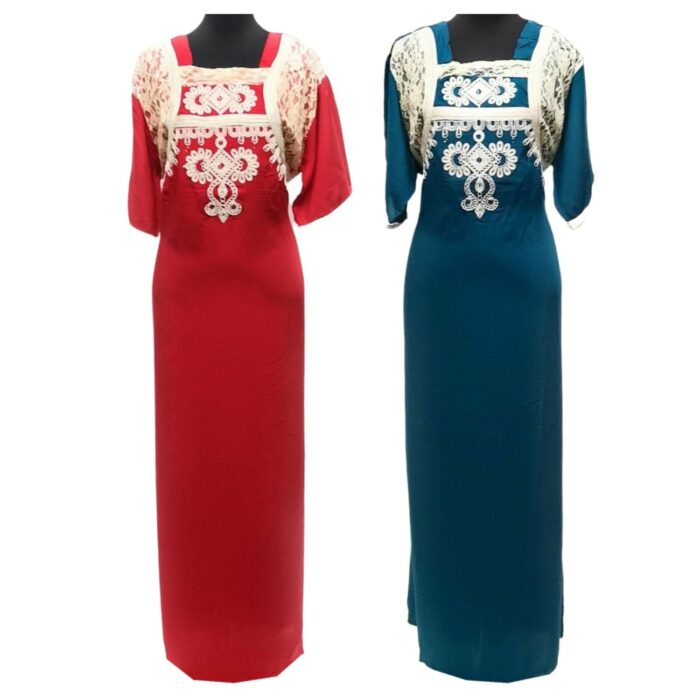 Reham 005 Women's Kaftan Tunic Dress Sequin Floral Embroidered Maxi Dress